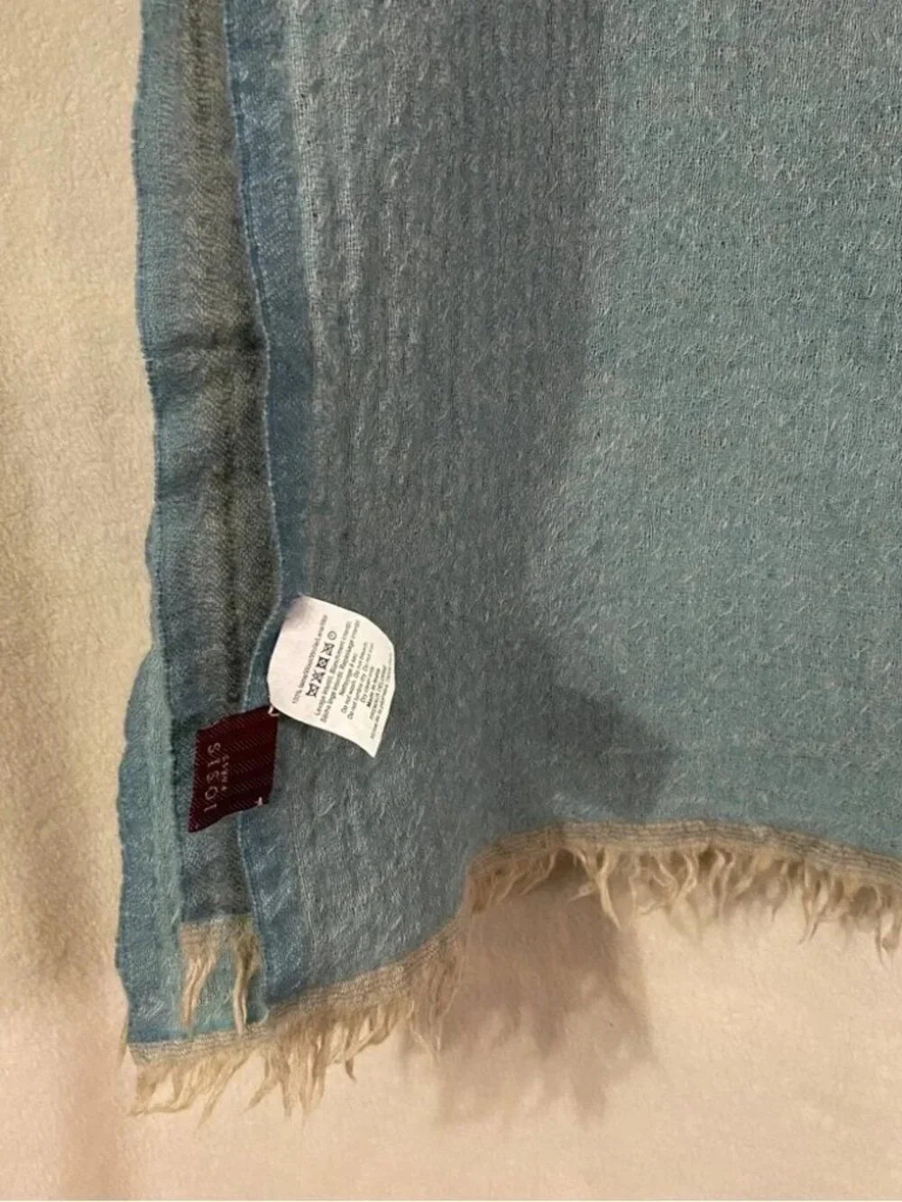 Iosis Paris Yves Delorme blue 100% woven wool 49